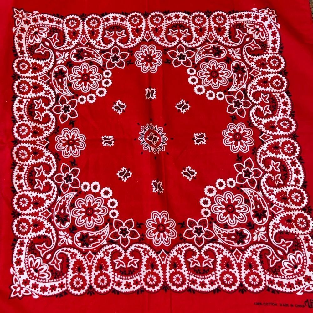 Classic Red Paisley Bandana Style Vintage Size Approximately 25X25